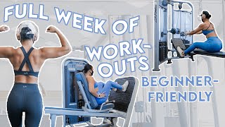 FULL WEEK OF WORKOUTS FOR BEGINNERS AT THE GYM [upl. by Ardnek]