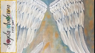 ANGEL WINGS Acrylic Painting Tutorial Easy Beginner Canvas LIVE [upl. by Akineg928]