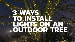 THREE WAYS TO INSTALL LIGHTS ON AN OUTDOOR TREE [upl. by Stolzer313]