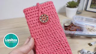 FUNDA para Celular TEJIDA a crochet Paso a paso  Lanitas y Colores [upl. by Imyaj]