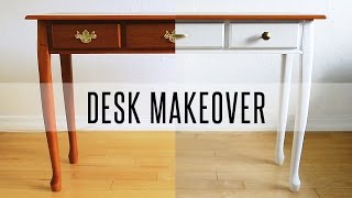 DIY DESK MAKEOVER  HOW TO PAINT FURNITURE [upl. by Bowe248]