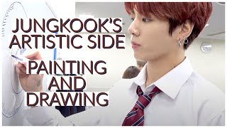 Jungkooks artistic side  painting and drawing [upl. by Siloa]