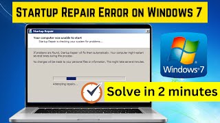 Startup Repair Error on Windows 7  Solve [upl. by Paucker264]