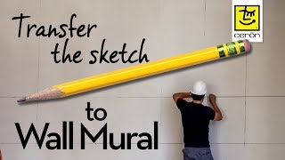 How to Transfer Sketch to Wall Mural  Making the grid for a mural easily [upl. by Kirwin714]