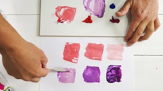 How To Make Purple And Pink Colour Easy Using Primary Acrylic Paints [upl. by Tertias]