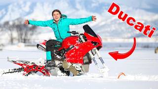 I Built The Worlds Fastest Snow Bike 2024 Ducati V4 [upl. by Trumann]