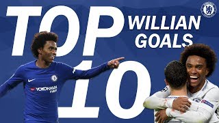 TOP 10 Willian Goals  Chelsea Tops [upl. by Nnylhsa]