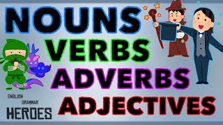 Nouns Verbs Adjectives amp Adverbs  Animated Explanation [upl. by Adidnere252]