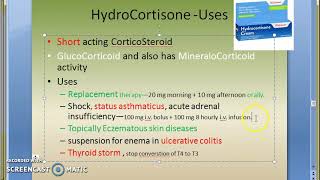 Pharmacology 289 d CorticoSteroid HydroCortisone Uses [upl. by Jeffcott615]