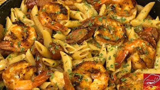 Creamy Cajun Shrimp And Sausage Pasta  Easy Cajun Pasta [upl. by Aniras363]