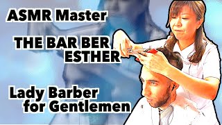 Woman ASMR Barber Esther  The Barber with Nick [upl. by Imotas]