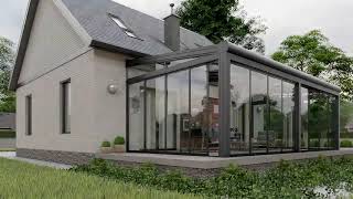 Sunroom  Retractable glass roof with sliding glass doors [upl. by Alecia]