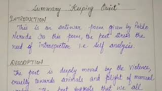 Summary of keeping quiet class12 in Hindi keeping quiet class 12th English Flamingo keeping quiet [upl. by Julita]