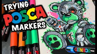 TRYING POSCA PAINT MARKERS for the FIRST TIME [upl. by Gwenora]