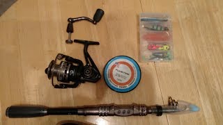 PLUSINNO Telescopic Fishing Rod and Reel Combos Full Kit Review amp Setup [upl. by Chlo]