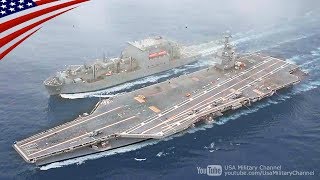 Americas Newest Aircraft Carrier ReplenishmentAtSea  USS Gerald R Ford CVN 78 [upl. by Elleda]