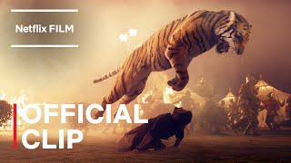 RRR  Tiger Fight Scene  Jr NTR Entry  Netflix [upl. by Hcurob687]