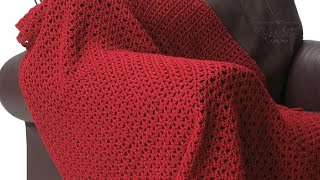 Beginner Crochet Bernat Red Blanket Pattern [upl. by Tansy]