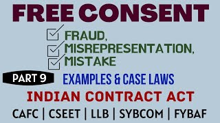 Fraud  Misrepresentation  Mistake  Free Consent  Indian Contract Act  Caselaws  Example [upl. by Plume131]