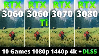 RTX 3060 vs RTX 3060 Ti vs RTX 3070 vs RTX 3080  10 Games 1080p 1440p and 4k  DLSS [upl. by Derfliw257]