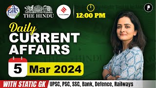 5 March Current Affairs 2024  Daily Current Affairs  Current Affairs Today [upl. by Lavona]