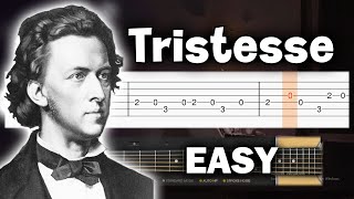 Chopin  Etude Op 10 No 3 Tristesse  EASY Guitar tutorial TAB [upl. by Chauncey]