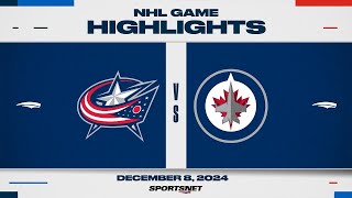 NHL Highlights  Blue Jackets vs Jets  December 8 2024 [upl. by Ennaylil]