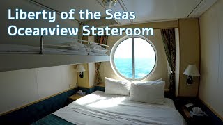 Liberty of the Seas Oceanview Stateroom Tour amp Room Service Menus 4K [upl. by Morvin676]