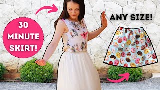 How to sew a gathered skirt in 30 minutes  QUICK and EASY tutorial [upl. by Jenna930]