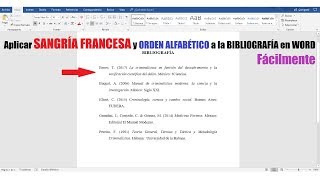 CÓMO APLICAR SANGRÍA FRANCESA Y ORDEN ALFABÉTICO A LA BIBLIOGRAFÍANORMAS APA [upl. by Ailaht]