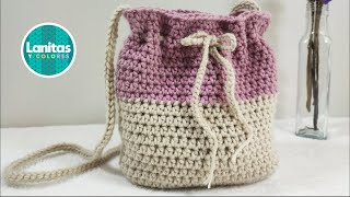 Bolso TEJIDO a CROCHET paso a paso puntos basicos  Lanitas y Colores [upl. by Abramson641]