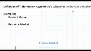 Asymmetric Information as a Market Failure  part 1 [upl. by Ev]