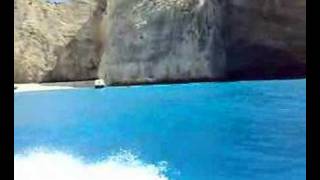 Arriving at Shipwreck Beach Navagio Zante Zakynthos Greek Island Blue water [upl. by Eimarrej]