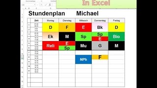 Stundenplan Vorlage in Excel bearbeiten [upl. by Bartolome602]