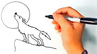 How to draw a Wolf for Kids  Wolf Easy Draw Tutorial [upl. by Nomahs559]