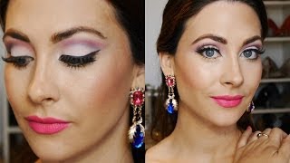 Look Maquillaje ojos y labios intensosFucsia amp Dorado [upl. by Colwen]