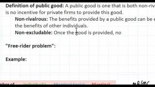 Public Goods as a Market Failure  part 1 [upl. by Devora957]