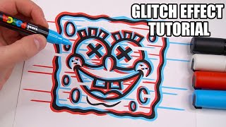 How To Draw The GLITCH EFFECT Tutorial [upl. by Gnuj]