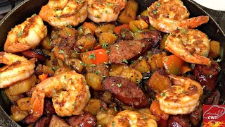 Cajun Shrimp Sausage And Potato Skillet  Potato Skillet [upl. by Rocco]