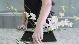 How to create an ikebana flower arrangement  October Arrangement by Banabox [upl. by Dnalhsa]