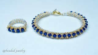 How to make beaded jewelry Elegant bracelet and ring [upl. by Egag]