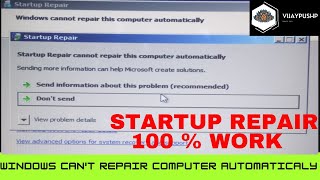 Startup Repair  Startup Repair Windows 7  Repair Windows 7 Command Prompt [upl. by Ymma]