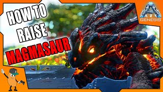 HOW TO RAISE MAGMASAUR  What do Magmasaurs Eat Ark Genesis [upl. by Dupuy212]