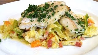 Kabeljau mit Sahnewirsing amp Speck  Video Rezept  Anleitung  Fisch [upl. by Nyloc244]