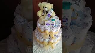 Baby diaper cake gift for baby shower [upl. by Assened]