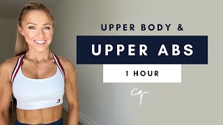 1 Hour UPPER BODY amp UPPER ABS WORKOUT at Home  Day Two of Five [upl. by Trebliw]