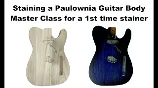 Masterclass for a 1st time stainer Midnight Blue on a Paulownia Body [upl. by Niwle]