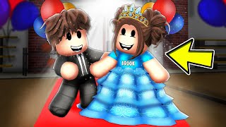 Baby Brooks FIRST SCHOOL DANCE In Roblox Brookhaven [upl. by Inaflahk]