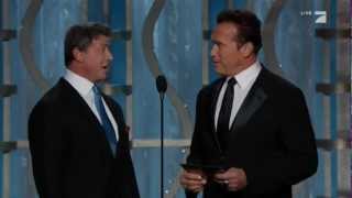 Sylvester Stallone amp Arnold Schwarzenegger Present at the 2013 Golden Globes [upl. by Etnohc]