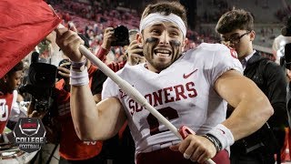 Baker Mayfield plants Oklahomas flag at midfield after Ohio State upset  College Football on ESPN [upl. by Tiertza727]